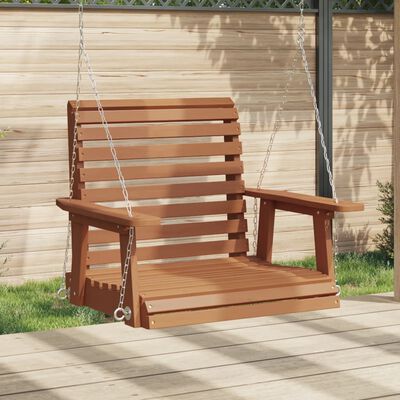 vidaXL Garden Swing Chair with Metal Chains Brown Solid Wood Fir