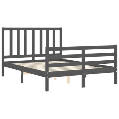 vidaXL Bed Frame without Mattress Grey 140x190 cm Solid Wood Pine