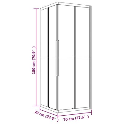 vidaXL Stripe Shower Cabin ESG 70x70x180 cm Black