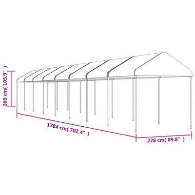 vidaXL Gazebo with Roof White 17.84x2.28x2.69 m Polyethylene