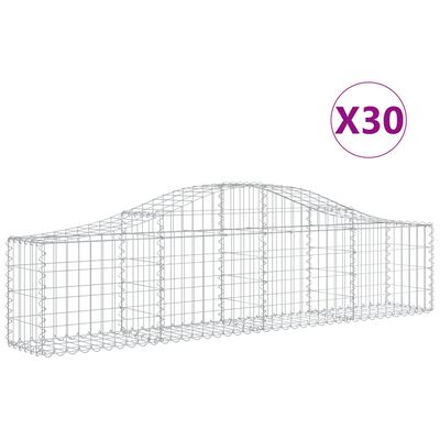 vidaXL Arched Gabion Baskets 30 pcs 200x30x40/60 cm Galvanised Iron