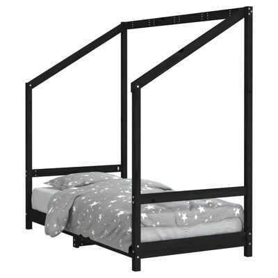 vidaXL Kids Bed Frame Black 80x160 cm Solid Wood Pine