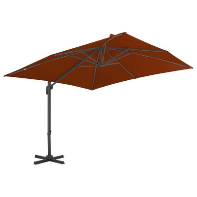 vidaXL Cantilever Garden Parasol with Aluminium Pole Terracotta 300x300 cm