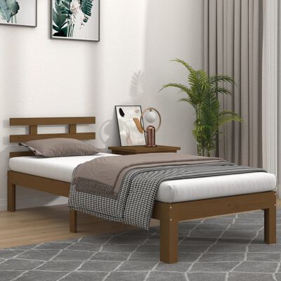 vidaXL Bed Frame without Mattress Honey Brown Solid Wood 100x200 cm