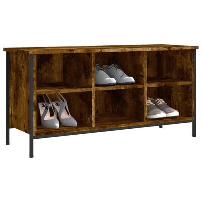 vidaXL Shoe Cabinet Smoked Oak 100x35x50 cm Engineered Wood