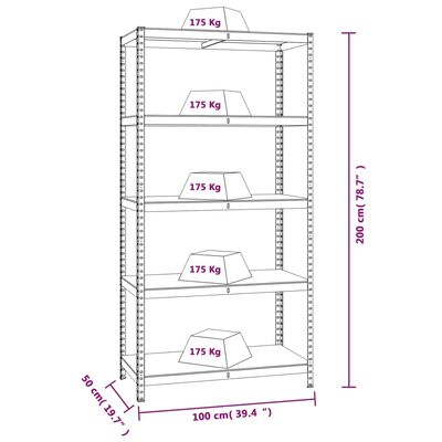 vidaXL 5-Layer Shelves 3 pcs Silver Steel&Engineered Wood