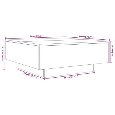 vidaXL Coffee Table Grey Sonoma 80x80x31 cm Engineered Wood