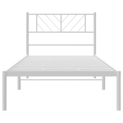 vidaXL Metal Bed Frame without Mattress with Headboard White 107x203 cm