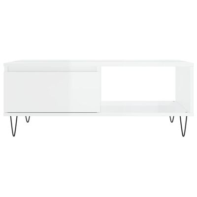 vidaXL Coffee Table High Gloss White 90x60x35 cm Engineered Wood