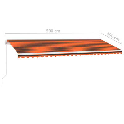 vidaXL Freestanding Manual Retractable Awning 500x300 cm Orange/Brown