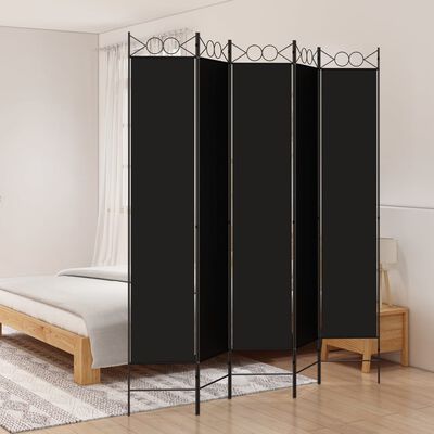 vidaXL 5-Panel Room Divider Black 200x220 cm Fabric