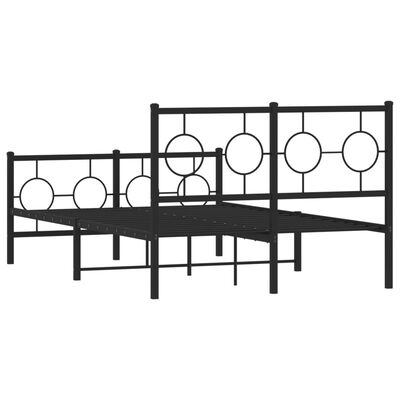 vidaXL Metal Bed Frame without Mattress with Footboard Black 120x200 cm