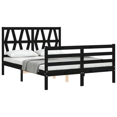 vidaXL Bed Frame without Mattress Black 120x200 cm Solid Wood