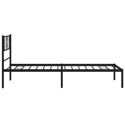 vidaXL Metal Bed Frame without Mattress with Headboard Black 100x190 cm