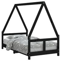 vidaXL Kids Bed Frame Black 80x160 cm Solid Wood Pine