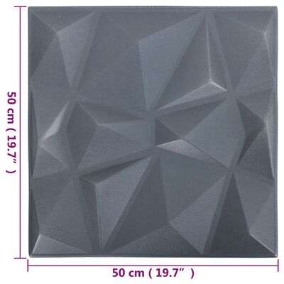 vidaXL 3D Wall Panels 24 pcs 50x50 cm Diamond Grey 6 m²