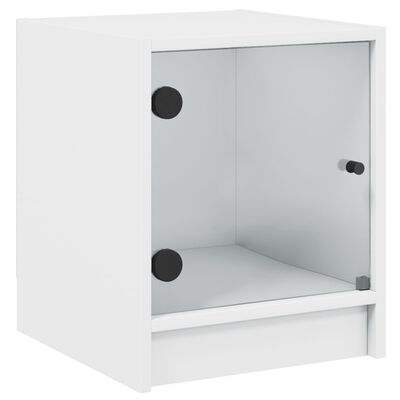 vidaXL Bedside Cabinet with Glass Door White 35x37x42 cm