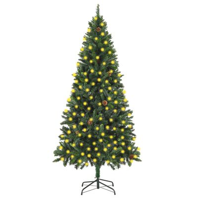 vidaXL Artificial Pre-lit Christmas Tree with Pine Cones Green 210 cm