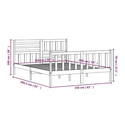 vidaXL Bed Frame without Mattress White King Size Solid Wood