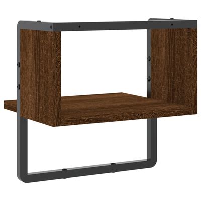 vidaXL Wall Shelf with Bar Brown Oak 30x25x30 cm