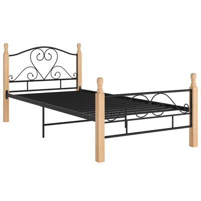 vidaXL Bed Frame without Mattress Black Metal 90x200 cm