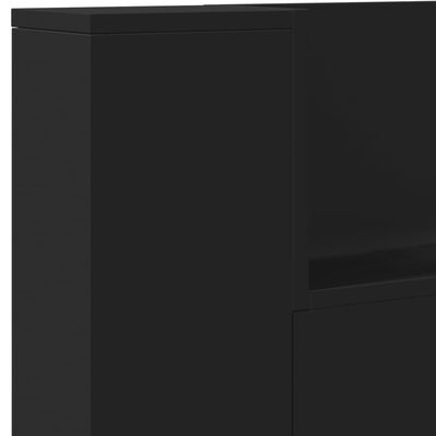 vidaXL Headboard Cabinet with LED Black 200x16.5x103.5 cm