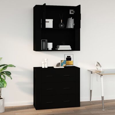 vidaXL Wall Cabinet Black 80x33x80 cm Engineered Wood