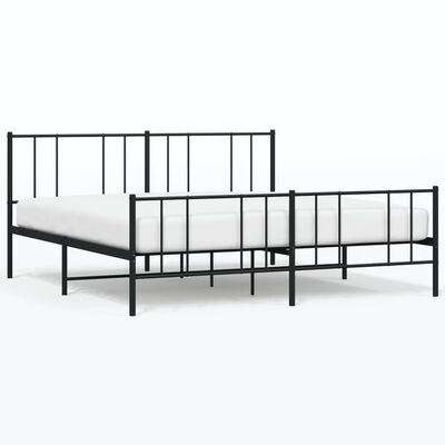 vidaXL Metal Bed Frame without Mattress with Footboard Black 200x200 cm