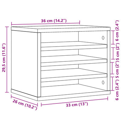 vidaXL Desk Organiser Smoked Oak 36x26x29.5 cm Engineered wood