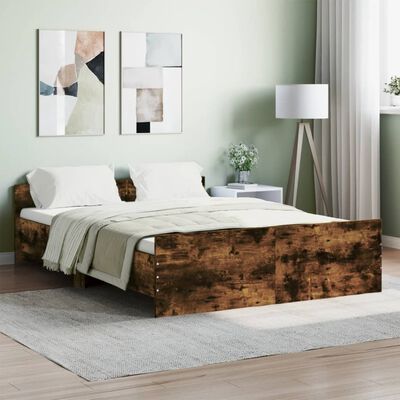 vidaXL Bed Frame without Mattress Smoked Oak 135x190 cm Double