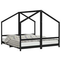 vidaXL Kids Bed Frame Black 2x(90x200) cm Solid Wood Pine