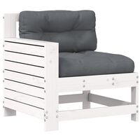 vidaXL Garden Armrest Sofa with Cushion White Solid Wood Pine