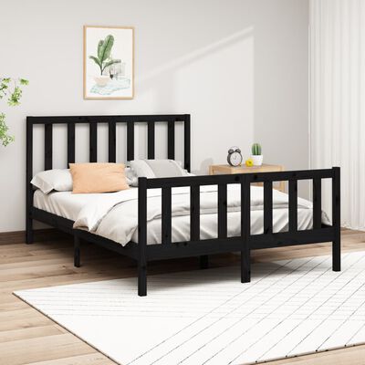 vidaXL Bed Frame without Mattress Black 120x200 cm Solid Wood Pine