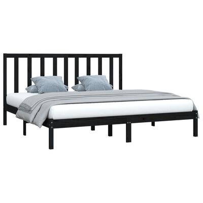 vidaXL Bed Frame without Mattress Black Solid Wood Pine 200x200 cm