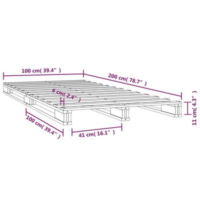 vidaXL Pallet Bed without Mattress Grey 100x200 cm Solid Wood