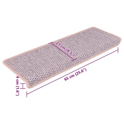 vidaXL Stair Mats Self-adhesive Sisal-Look 15 pcs 65x21x4 cm Red