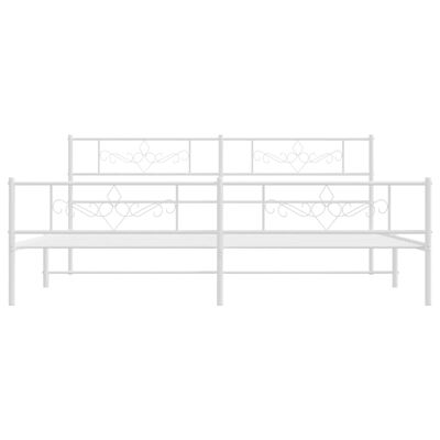 vidaXL Metal Bed Frame without Mattress with Footboard White 180x200 cm Super King