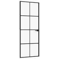 vidaXL Interior Door Black 76x201.5 cm Tempered Glass&Aluminium