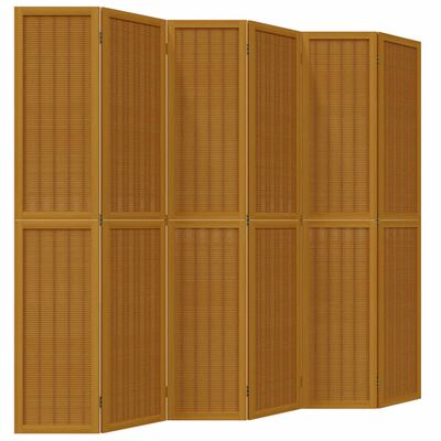 vidaXL Room Divider 6 Panels Brown Solid Wood Paulownia