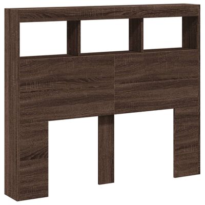 vidaXL Headboard Cabinet with LED Brown Oak 120x17x102 cm