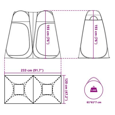 vidaXL Privacy Tent Green Pop-up Waterproof