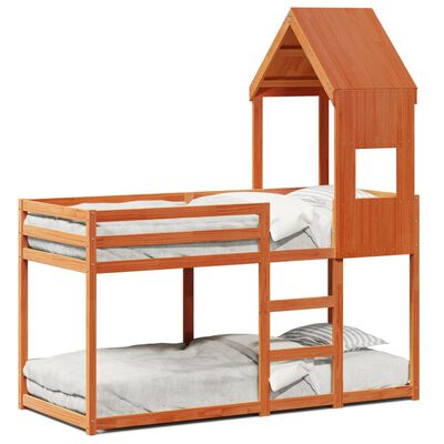 vidaXL Bunk Bed without Mattress Wax Brown 90x190 cm Single Solid Wood Pine