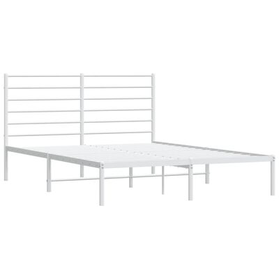 vidaXL Metal Bed Frame without Mattress with Headboard White 140x200 cm