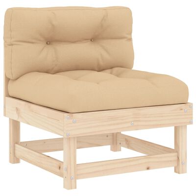 vidaXL Middle Sofa with Cushions Solid Wood Pine