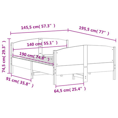 vidaXL Bed Frame without Mattress 140x190 cm Solid Wood Pine