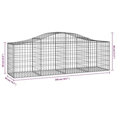 vidaXL Arched Gabion Baskets 7 pcs 200x50x60/80 cm Galvanised Iron