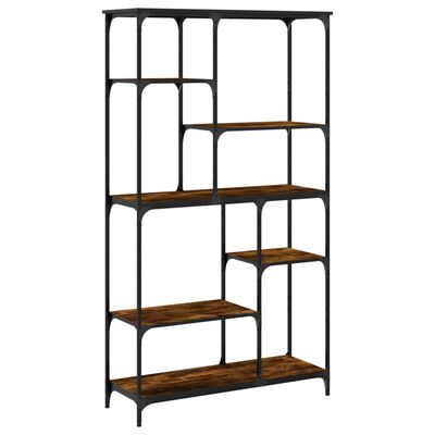 vidaXL Bookshelf Smoked Oak 99x35.5x176 cm Engineered Wood and Steel