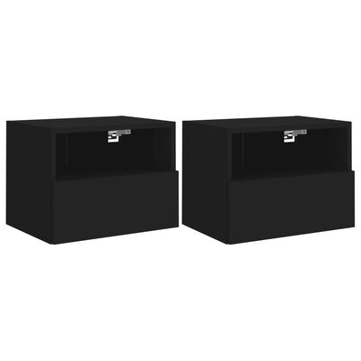 vidaXL TV Wall Cabinets 2 pcs Black 40x30x30 cm Engineered Wood