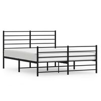 vidaXL Metal Bed Frame without Mattress with Footboard Black 120x190 cm Small Double