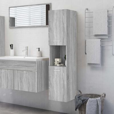 vidaXL Bathroom Cabinet Grey Sonoma 30x30x130 cm Engineered Wood